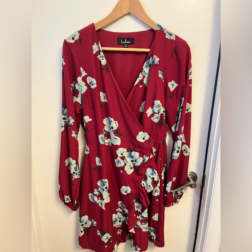 Lulus floral wrap front mini dress